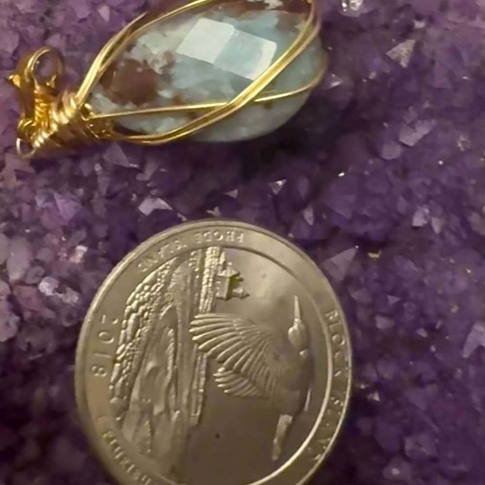 Aquaprase™ Faceted Pendant | Rare Blue-Green Chalcedony • Earth & Ocean Energy - Picture 5 of 9